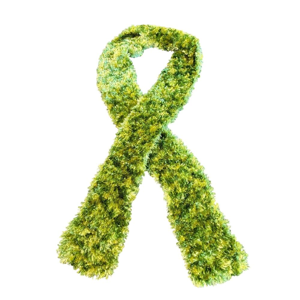 Apple Green Fuzzy Texture Crochet Warm Neck Scarf- Boho Y2K- eyelash yarn